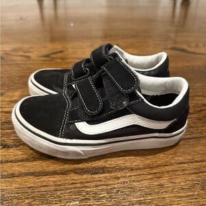 Vans Kids Black and White Velcro Sneakers